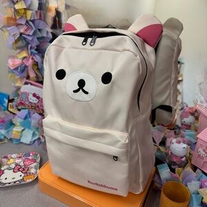 Korilakkuma Full Size Backpack with Cute Pink Ear Detail